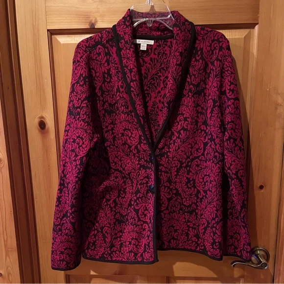 Gorgeous red and black sweater cardigan blazer - Picture 1 of 6